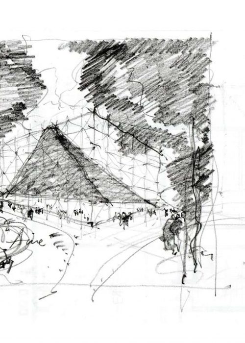 Croquis del Pabellón AIRE, P+S Estudio de Arquitectura, 2022